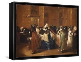 Ladies and Gentlemen in Carnival Costume in the Ridotto, Venice-Guardi-Framed Stretched Canvas