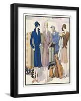 Ladies and Their Luggage Wait on the Platform for a Porter-G. Sacy-Framed Art Print