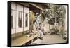 Ladies at Home (Hand Coloured Photo)-Japanese Photographer-Framed Stretched Canvas