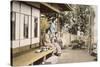 Ladies at Home (Hand Coloured Photo)-Japanese Photographer-Stretched Canvas