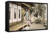 Ladies at Home (Hand Coloured Photo)-Japanese Photographer-Framed Stretched Canvas