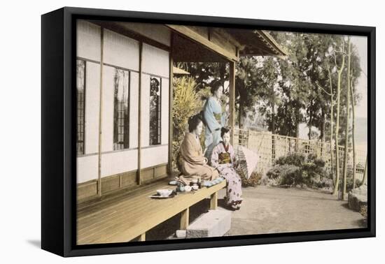 Ladies at Home (Hand Coloured Photo)-Japanese Photographer-Framed Stretched Canvas