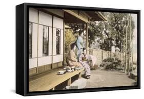 Ladies at Home (Hand Coloured Photo)-Japanese Photographer-Framed Stretched Canvas