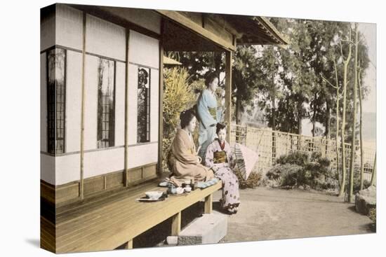 Ladies at Home (Hand Coloured Photo)-Japanese Photographer-Stretched Canvas