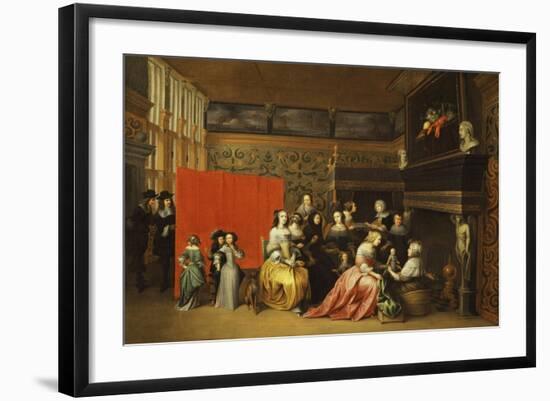 Ladies Celebrating the Birth of a Child in an Elegant Boudoir-Hieronymus Janssens-Framed Giclee Print