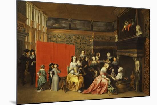 Ladies Celebrating the Birth of a Child in an Elegant Boudoir-Hieronymus Janssens-Mounted Giclee Print
