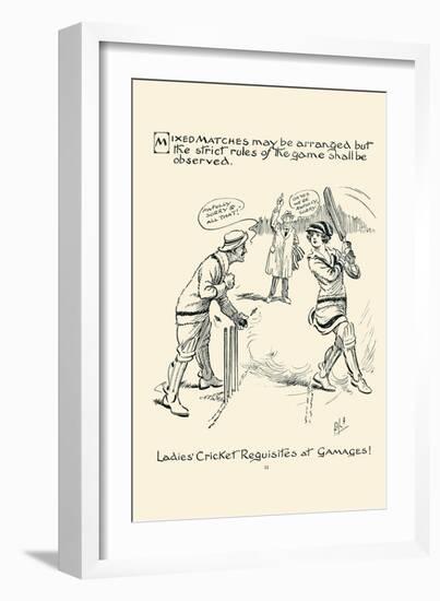 Ladies Cricket Requisites-null-Framed Art Print