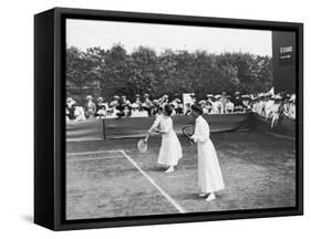 Ladies' Doubles Match at Wimbledon-null-Framed Stretched Canvas