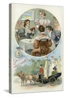 Ladies Enjoying Suchard Cocoa-null-Stretched Canvas