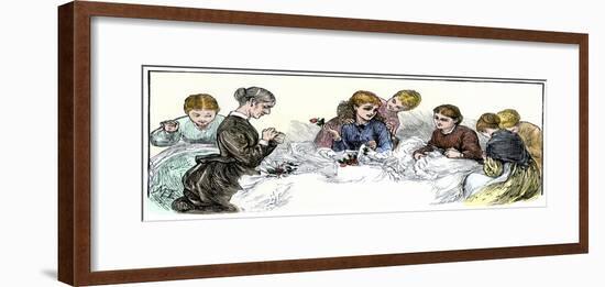 Ladies Enjoying their Sewing Circle, 1800s-null-Framed Giclee Print