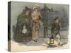 Ladies Escorted in Dark by Boy with Lantern-CE Brock-Stretched Canvas