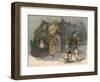 Ladies Escorted in Dark by Boy with Lantern-CE Brock-Framed Art Print