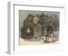 Ladies Escorted in Dark by Boy with Lantern-CE Brock-Framed Art Print