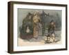 Ladies Escorted in Dark by Boy with Lantern-CE Brock-Framed Art Print