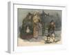 Ladies Escorted in Dark by Boy with Lantern-CE Brock-Framed Art Print