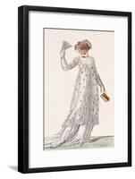 Ladies Evening Dress, Fashion Plate from Ackermann's Repository of Arts, Pub. 1814-English-Framed Giclee Print