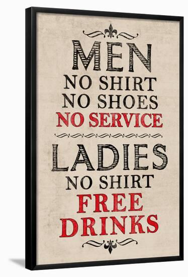 Ladies Free Drinks Men No Service Humor Print Poster-null-Framed Poster