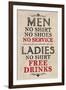 Ladies Free Drinks, Men No Service - Humor-null-Framed Art Print