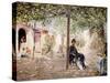 Ladies in a Sun-Dappled Courtyard-Jose Gallegos Arnosa-Stretched Canvas
