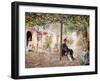 Ladies in a Sun-Dappled Courtyard-Jose Gallegos Arnosa-Framed Giclee Print