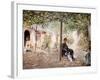 Ladies in a Sun-Dappled Courtyard-Jose Gallegos Arnosa-Framed Giclee Print