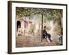 Ladies in a Sun-Dappled Courtyard-Jose Gallegos Arnosa-Framed Giclee Print