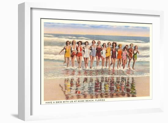 Ladies in Surf, Miami Beach, Florida-null-Framed Art Print