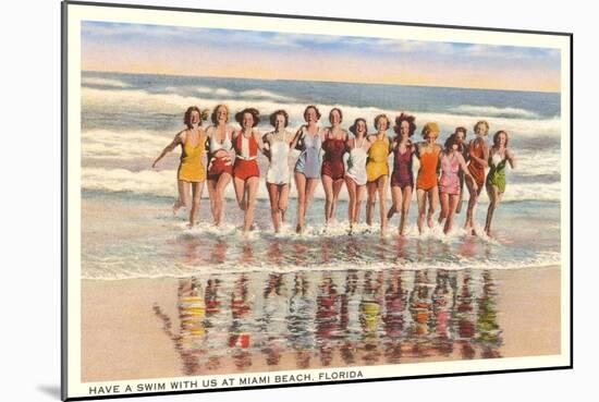 Ladies in Surf, Miami Beach, Florida-null-Mounted Art Print