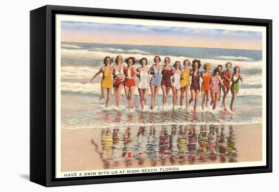 Ladies in Surf, Miami Beach, Florida-null-Framed Stretched Canvas