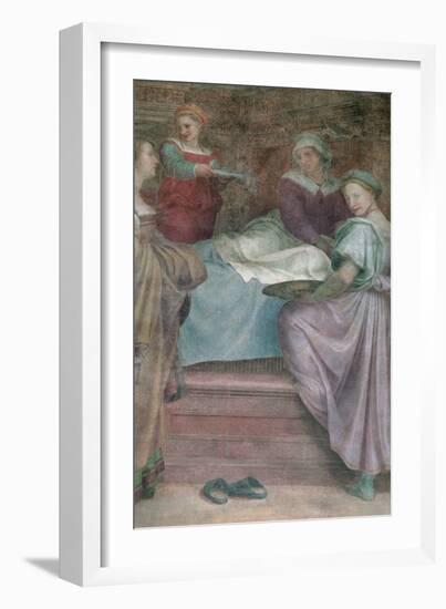 Ladies in Waiting, Detail from the Birth of the Virgin-Andrea del Sarto-Framed Giclee Print