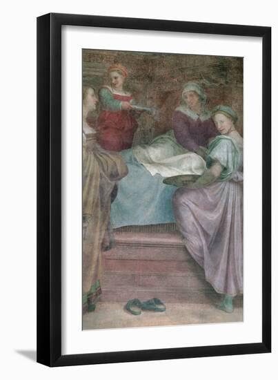 Ladies in Waiting, Detail from the Birth of the Virgin-Andrea del Sarto-Framed Premium Giclee Print