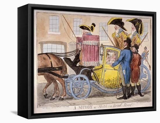 Ladies Inside a Muddy, Bond Street, London, 1800-Isaac Cruikshank-Framed Stretched Canvas