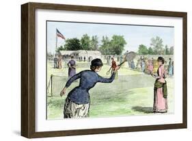 Ladies Lawn Tennis Tournament at the Staten Island Cricket Club, NY, 1870s-null-Framed Giclee Print