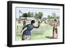 Ladies Lawn Tennis Tournament at the Staten Island Cricket Club, NY, 1870s-null-Framed Giclee Print