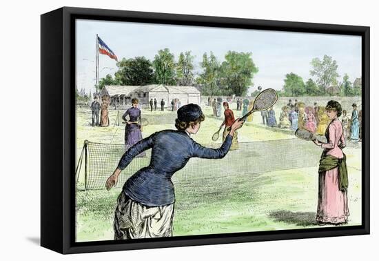 Ladies Lawn Tennis Tournament at the Staten Island Cricket Club, NY, 1870s-null-Framed Stretched Canvas