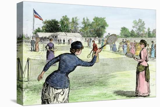 Ladies Lawn Tennis Tournament at the Staten Island Cricket Club, NY, 1870s-null-Stretched Canvas