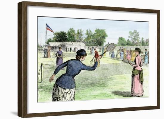 Ladies Lawn Tennis Tournament at the Staten Island Cricket Club, NY, 1870s-null-Framed Giclee Print