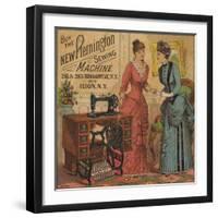 Ladies Looking at Sewing Machine-null-Framed Premium Giclee Print