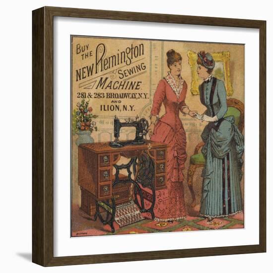 Ladies Looking at Sewing Machine-null-Framed Giclee Print