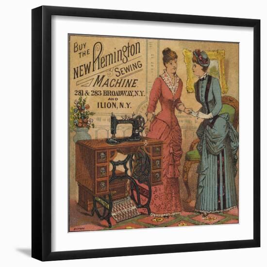 Ladies Looking at Sewing Machine-null-Framed Giclee Print