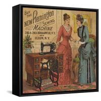 Ladies Looking at Sewing Machine-null-Framed Stretched Canvas