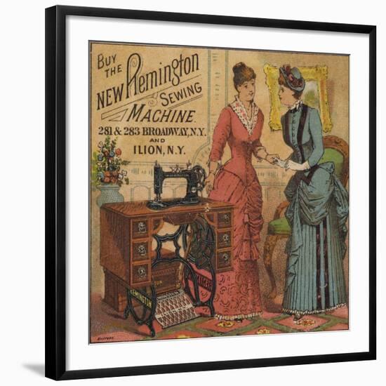 Ladies Looking at Sewing Machine-null-Framed Giclee Print