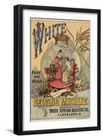 Ladies Looking at Sewing Machine-null-Framed Premium Giclee Print