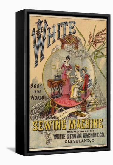 Ladies Looking at Sewing Machine-null-Framed Stretched Canvas