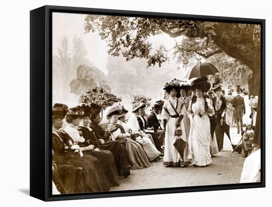 Ladies of Edwardian Society Take a Stroll in Hyde Park, 1905-null-Framed Stretched Canvas