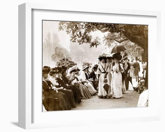 Ladies of Edwardian Society Take a Stroll in Hyde Park, 1905-null-Framed Photographic Print