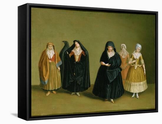 Ladies of the Knights of Malta with Their Maid Servant-Antoine de Favray-Framed Stretched Canvas