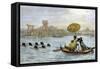 Ladies on a Japanese Ferry Boat of the Old Regime, Pulled by Female Swimmers-null-Framed Stretched Canvas