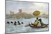 Ladies on a Japanese Ferry Boat of the Old Regime, Pulled by Female Swimmers-null-Mounted Giclee Print