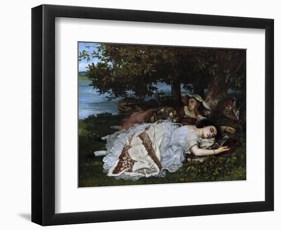 Ladies on a River Bank-Gustave Courbet-Framed Giclee Print